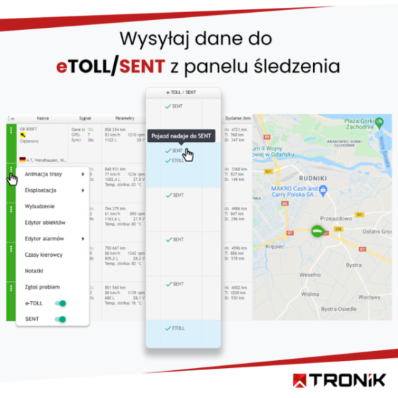 e-TOLL/SENT w panelu śledzenia