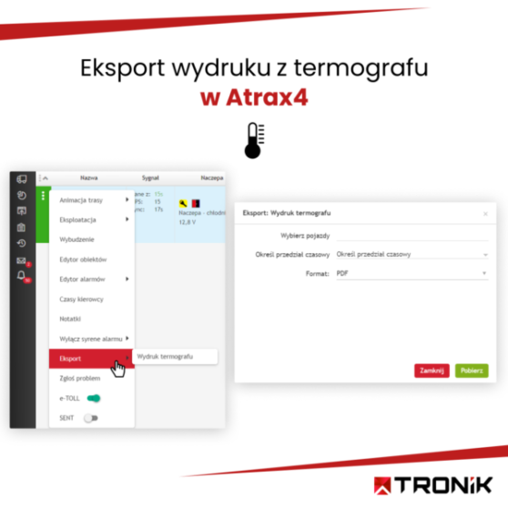 Eksport wydruku z termografu w Atrax4